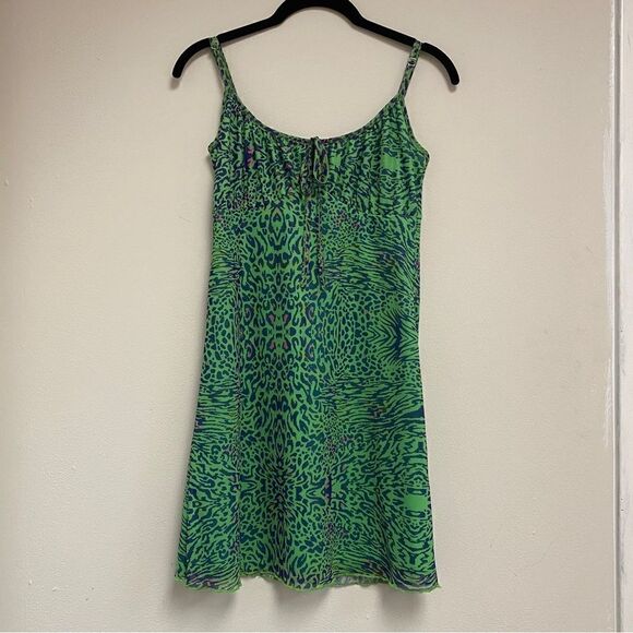 Brave Soul Green Animal Print Cami Mini Dress XS & SMALL - Picture 2 of 4